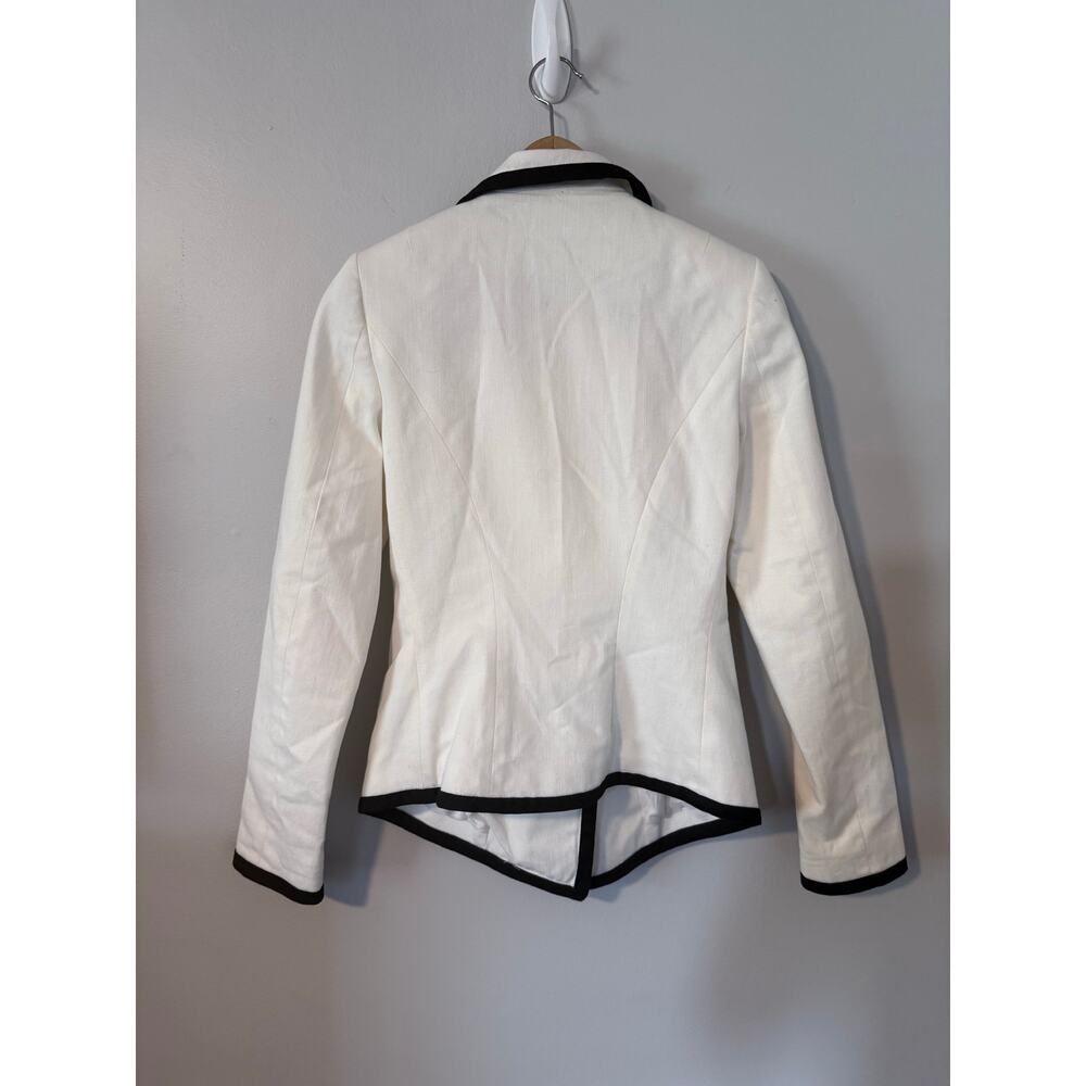 REISS 1971 collection white black asymmetrical tuxedo cotton stretch blazer - Picture 6 of 8